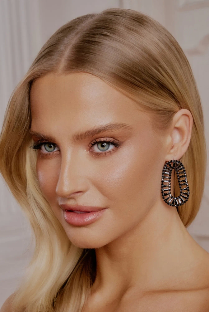 Zome - černé náušnice se zirkony