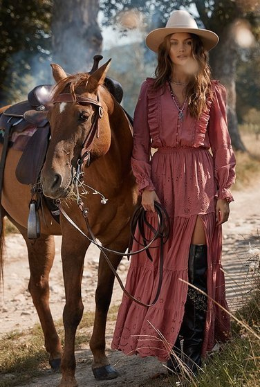 Indiana - maxi šaty v odstínu marsala