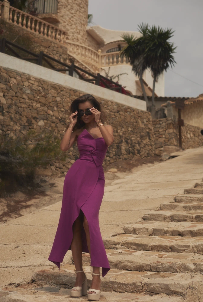 Medea - Souprava korzetu a midi sukně ve fuchsiové barvě