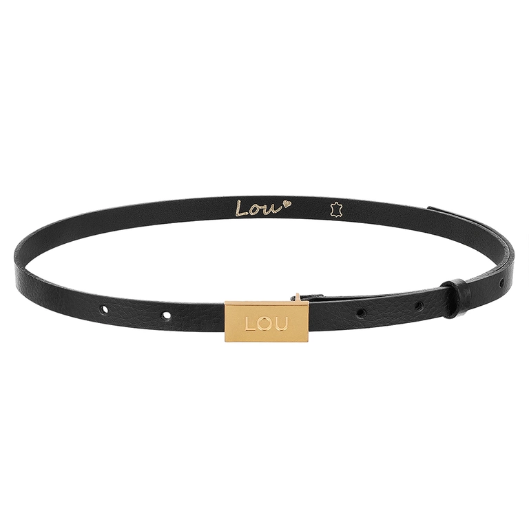 Lita Belt - Elegantní černý dámský pásek se zlatou sponou Lou