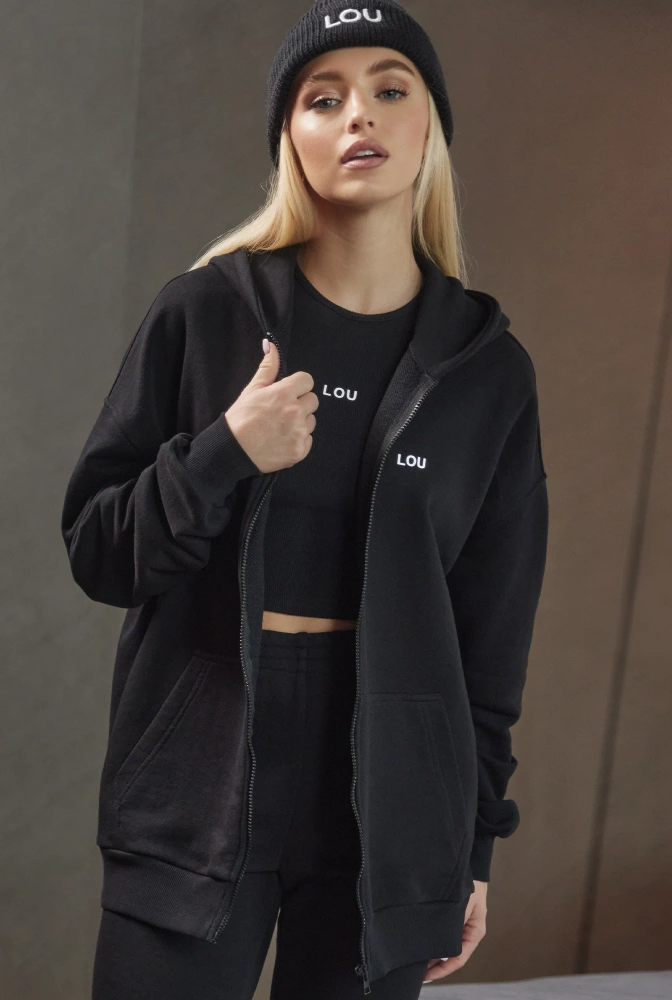 Saura Black Unzipped - pohodlná mikina v černé barvě se zipem