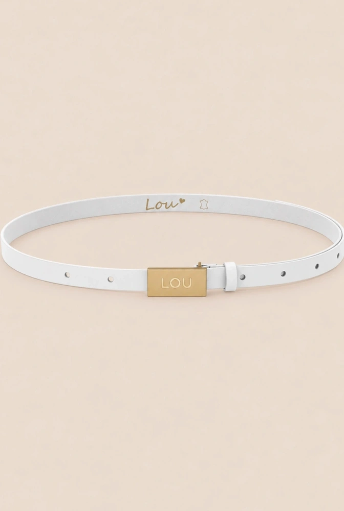 Lita Belt - Bílý dámský pásek se zlatou sponou