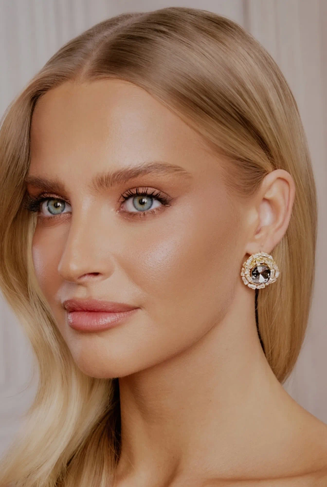 Moxie - pozlacené náušnice s černým křišťálem