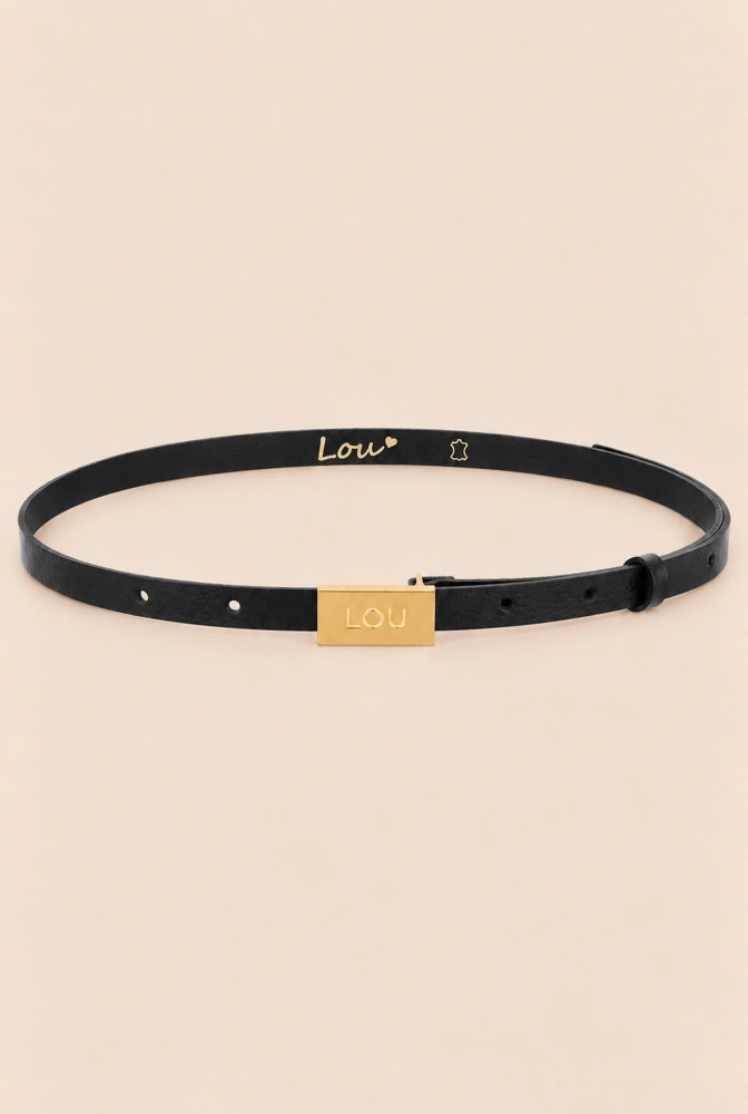 Lita Belt - Elegantní černý dámský pásek se zlatou sponou Lou