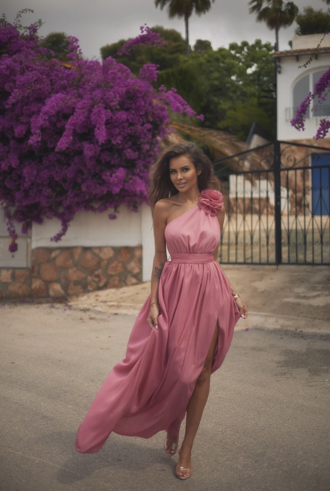 Maribel - Maxi šaty v korálové barvě