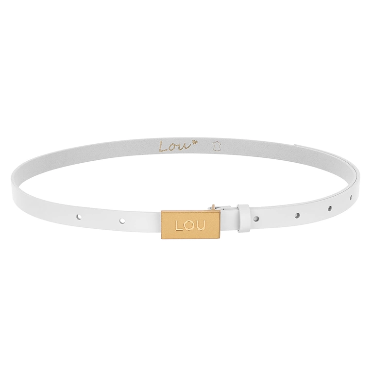 Lita Belt - Bílý dámský pásek se zlatou sponou
