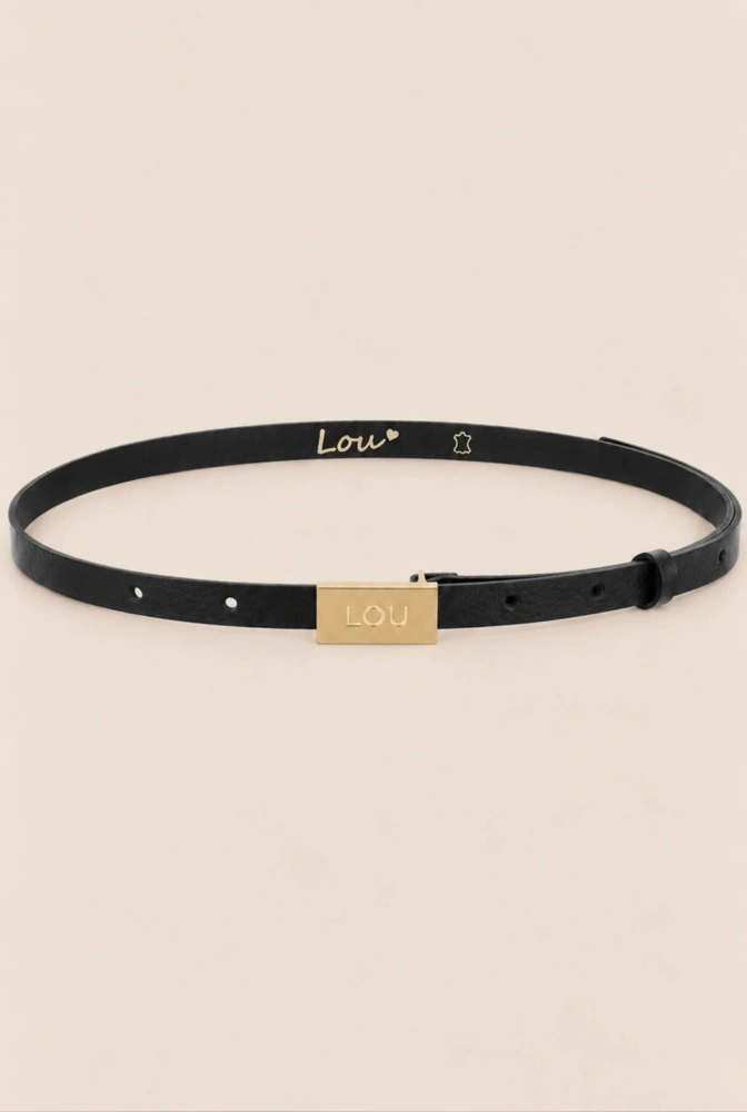Lita Belt - Elegantní černý dámský pásek se zlatou sponou Lou