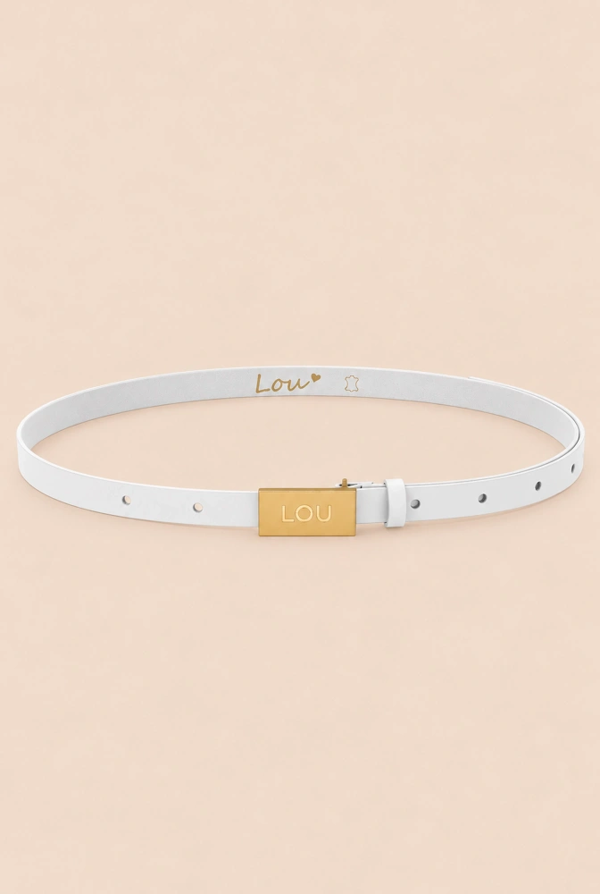 Lita Belt - Bílý dámský pásek se zlatou sponou