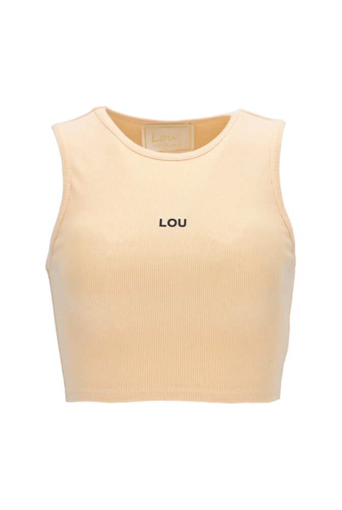 Saura - krátký krémový bezramínkový top