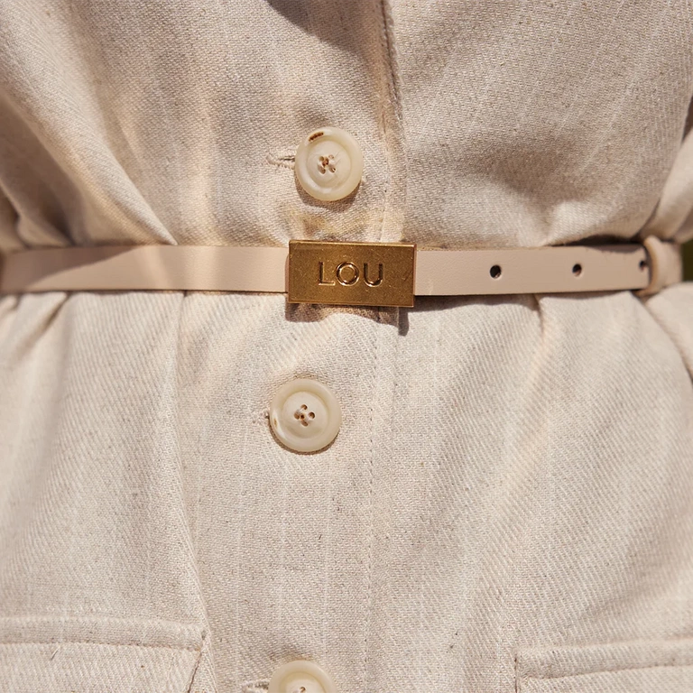 Lita Belt - dámský pásek v odstínu ecru s exkluzivní zlatou sponou