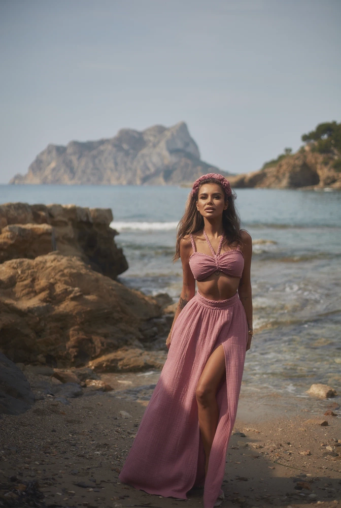 Vernon - Asymetrická souprava v barvě Dirty Pink